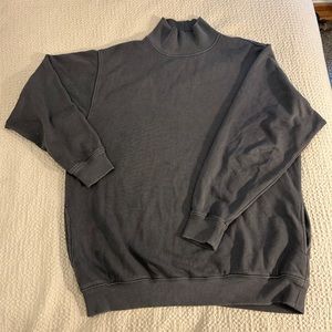 AE studio fleece mock neck sweatshirt dark grey